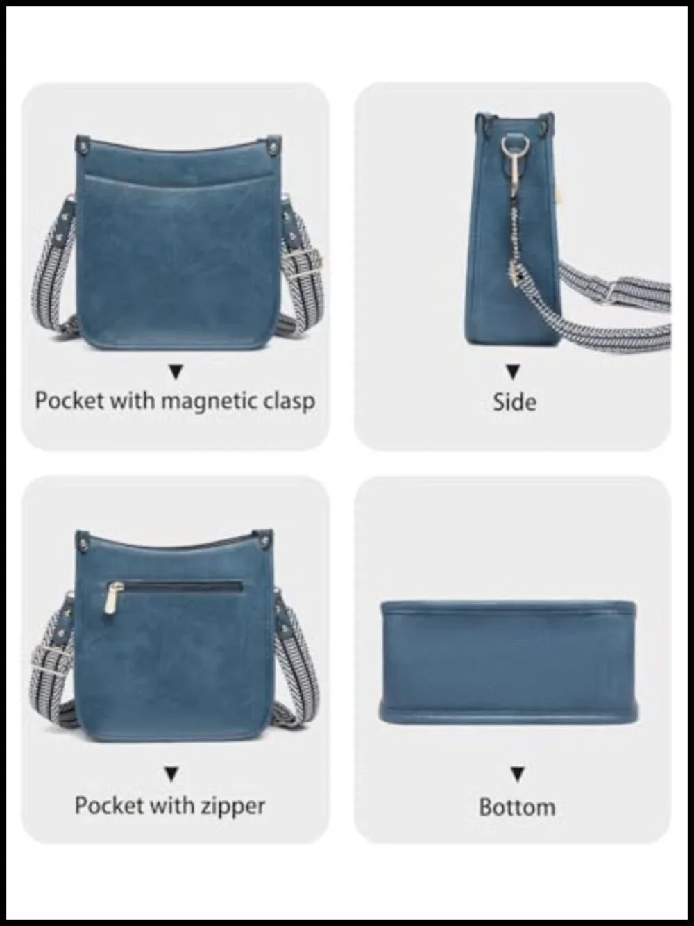 3pc Crossbody Bag Set PU Leather Tote Shoulder Handbag with Wallet Adjustable